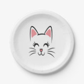 Cat Face Whiskers Print Liefde Halloween Papieren Bordje (Voorkant)