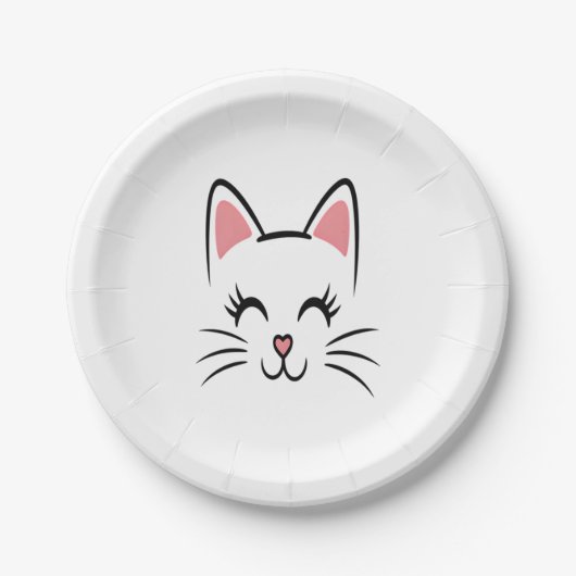 Cat Face Whiskers Print Liefde Halloween Papieren Bordje (Voorkant)