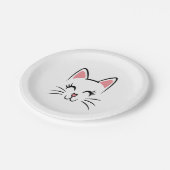 Cat Face Whiskers Print Liefde Halloween Papieren Bordje (Gekanteld)