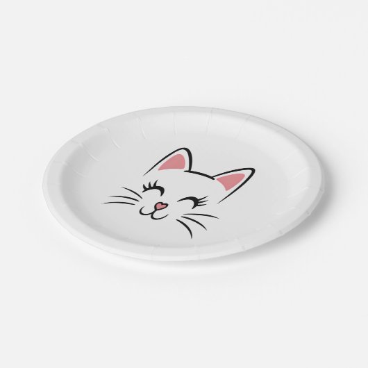 Cat Face Whiskers Print Liefde Halloween Papieren Bordje (Gekanteld)