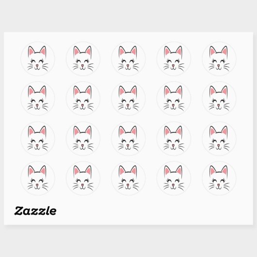 Cat Face Whiskers Print Liefde Halloween Ronde Sticker (Vel)