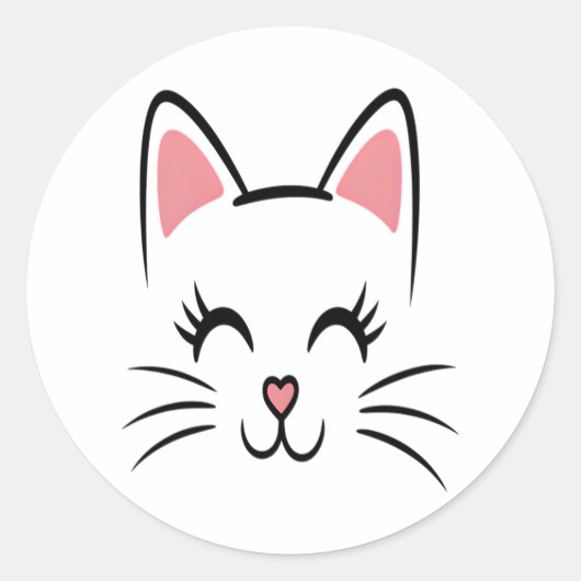 Cat Face Whiskers Print Liefde Halloween Ronde Sticker (Voorkant)
