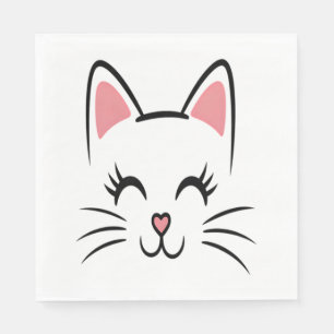 Cat Face Whiskers Print Liefde Halloween Servet