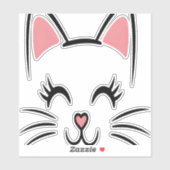 Cat Face Whiskers Print Liefde Halloween Sticker (Vel)