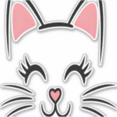Cat Face Whiskers Print Liefde Halloween Sticker (Voorkant)