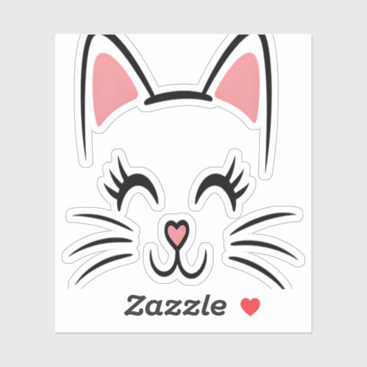 Cat Face Whiskers Print Liefde Halloween Sticker (Vel)