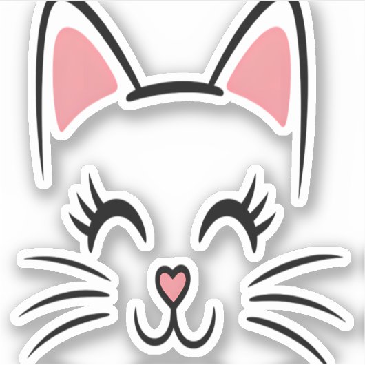 Cat Face Whiskers Print Liefde Halloween Sticker (Voorkant)