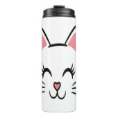 Cat Face Whiskers Print Liefde Halloween Thermosbeker (Voorkant)