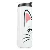 Cat Face Whiskers Print Liefde Halloween Thermosbeker (Gedraaid links)
