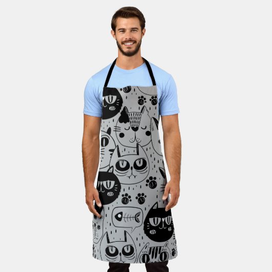 Cat Faces All-Over Print Schort (Gedragen)