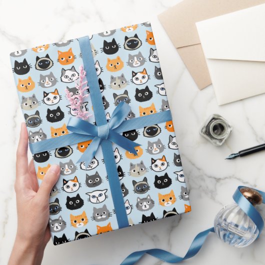 Cat Faces Patroon | Cool Kitty Cat Lover's Cadeaupapier (Geschenken)