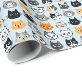 Cat Faces Patroon | Cool Kitty Cat Lover's Cadeaupapier (Rol Hoek)