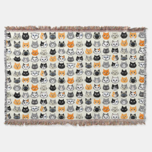 Cat Faces Patroon Cool Kitty Cat Lover's Deken