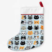 Cat Faces Patroon | Cool Kitty Cat Lover's Kleine Kerstsok (Achterkant)