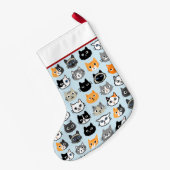 Cat Faces Patroon | Cool Kitty Cat Lover's Kleine Kerstsok (Achterkant (Hangend))