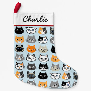 Cat Faces Patroon   Cool Kitty Cat Lover's Kleine Kerstsok