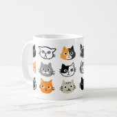 Cat Faces Patroon | Cool Kitty Cat Lover's Koffiemok (Voorkant links)