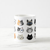 Cat Faces Patroon | Cool Kitty Cat Lover's Koffiemok (Center)