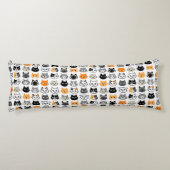 Cat Faces Patroon | Cool Kitty Cat Lover's Lichaamskussen (Achterkant)