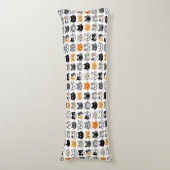 Cat Faces Patroon | Cool Kitty Cat Lover's Lichaamskussen (Voorkant Verticaal)