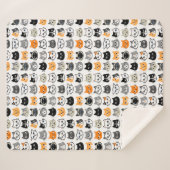 Cat Faces Patroon | Cool Kitty Cat Lover's Sherpa Deken (Voorkant (horizontaal))