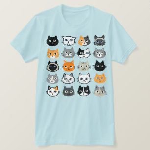 Cat Faces Patroon   Cool Kitty Cat Lover's T-shirt