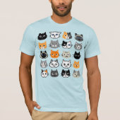 Cat Faces Patroon | Cool Kitty Cat Lover's T-shirt (Voorkant)