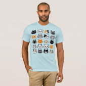 Cat Faces Patroon | Cool Kitty Cat Lover's T-shirt (Voorkant volledig)