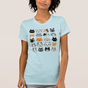 Cat Faces Patroon   Cool Kitty Cat Lover's T-shirt