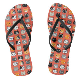 Cat Faces Patroon   Cool Kitty Cat Lover's Teenslippers