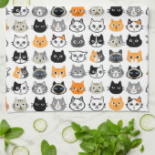 Cat Faces Patroon | Cool Kitty Cat Lover's Theedoek (Gevouwen)