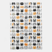 Cat Faces Patroon | Cool Kitty Cat Lover's Theedoek (Verticaal)