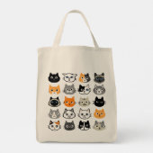 Cat Faces Patroon | Cool Kitty Cat Lover's Tote Bag (Achterkant)