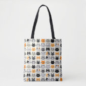 Cat Faces Patroon | Cool Kitty Cat Lover's Tote Bag (Voorkant)