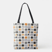 Cat Faces Patroon | Cool Kitty Cat Lover's Tote Bag (Achterkant)