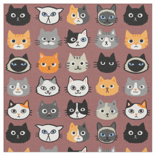 Cat Faces Patroon   Funny Cats Dierenvriend Stof