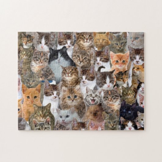 Cat Faces Patroon Legpuzzel (Horizontaal)