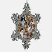 Cat Faces Patroon Tin Sneeuwvlok Ornament (Links)