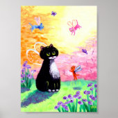 Cat Fairies Angels Tuxedo Black Creationarts Poster (Voorkant)