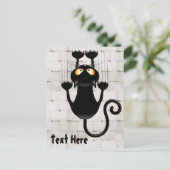 Cat Falling neergehaald leuke tekenfilm Briefkaart (Staand voorkant)