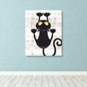 Cat Falling neergehaald leuke tekenfilm Canvas Afdruk (Insitu (Houten vloer))