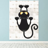 Cat Falling neergehaald leuke tekenfilm Canvas Afdruk (Insitu (Houten vloer))