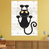 Cat Falling neergehaald leuke tekenfilm Canvas Afdruk (Insitu (Woonkamer))