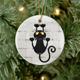 Cat Falling neergehaald leuke tekenfilm Keramisch Ornament
