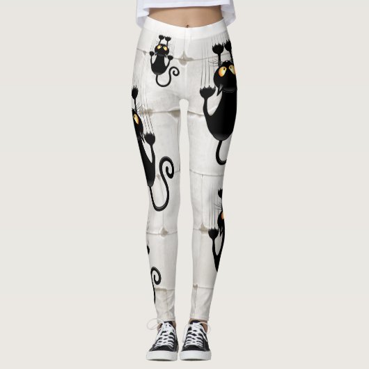 Cat Falling neergehaald leuke tekenfilm Leggings (Voorkant)
