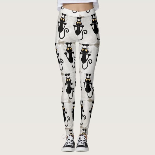 Cat Falling neergehaald leuke tekenfilm Leggings (Voorkant)