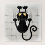 Cat Falling neergehaald leuke tekenfilm Legpuzzel<br><div class="desc">Fun Black Cat Cartoon die een muur of een gordijn omlaag gooit en alles doorsijpelt! Oorspronkelijk Creëer op Vector Grafische Kunsttechniek. Design Copyright BluedarkArt TheChameleonArt.</div>
