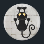 Cat Falling neergehaald leuke tekenfilm Magneet<br><div class="desc">Fun Black Cat Cartoon die een muur of een gordijn omlaag gooit en alles doorsijpelt! Oorspronkelijk Creëer op Vector Grafische Kunsttechniek. Design Copyright BluedarkArt TheChameleonArt.</div>
