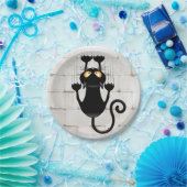 Cat Falling neergehaald leuke tekenfilm Papieren Bordje (Feest)