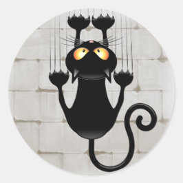 Cat Falling neergehaald leuke tekenfilm Ronde Sticker